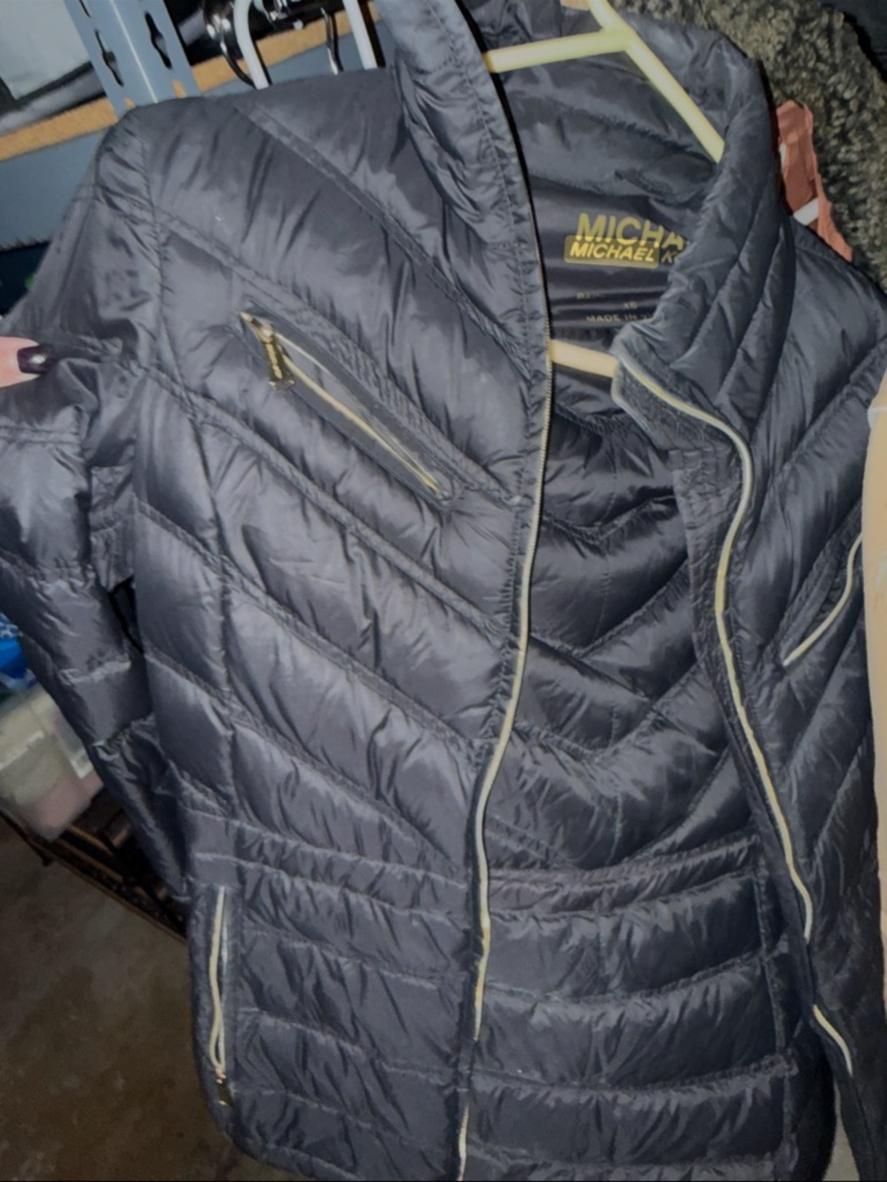 Michael Kors Navy Quilted Packable Puffer Jacket